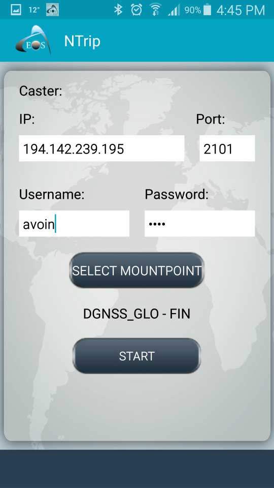 Screenshot - ArcGIS Collector Arrow GNSS Configure on Android screenshot - Location profile pick the datum your map uses - Eos Tools Pro main menu - log in to your RTK network caster NTRIP