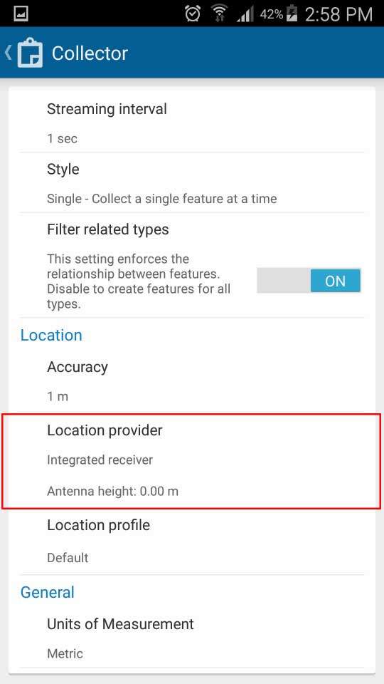 Screenshot - ArcGIS Collector Arrow GNSS Configure on Android screenshot - Collector Location Provider