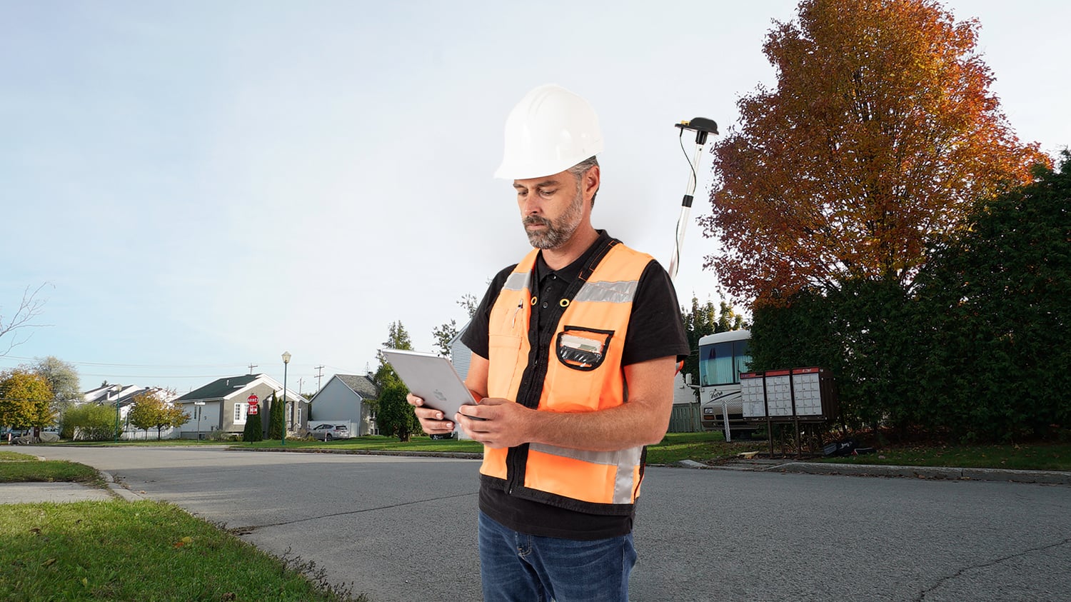 In the Field Eos Arrow GNSS Receiver Rangepole iPad
