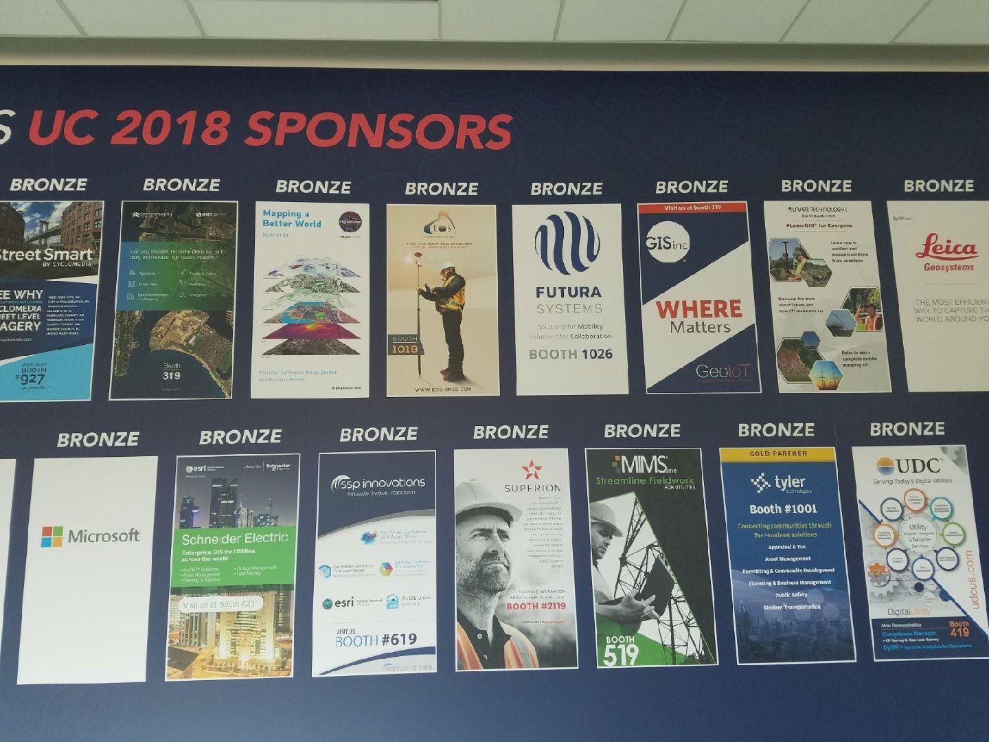 Wall of sponsors at Esri UC User Conference 2018