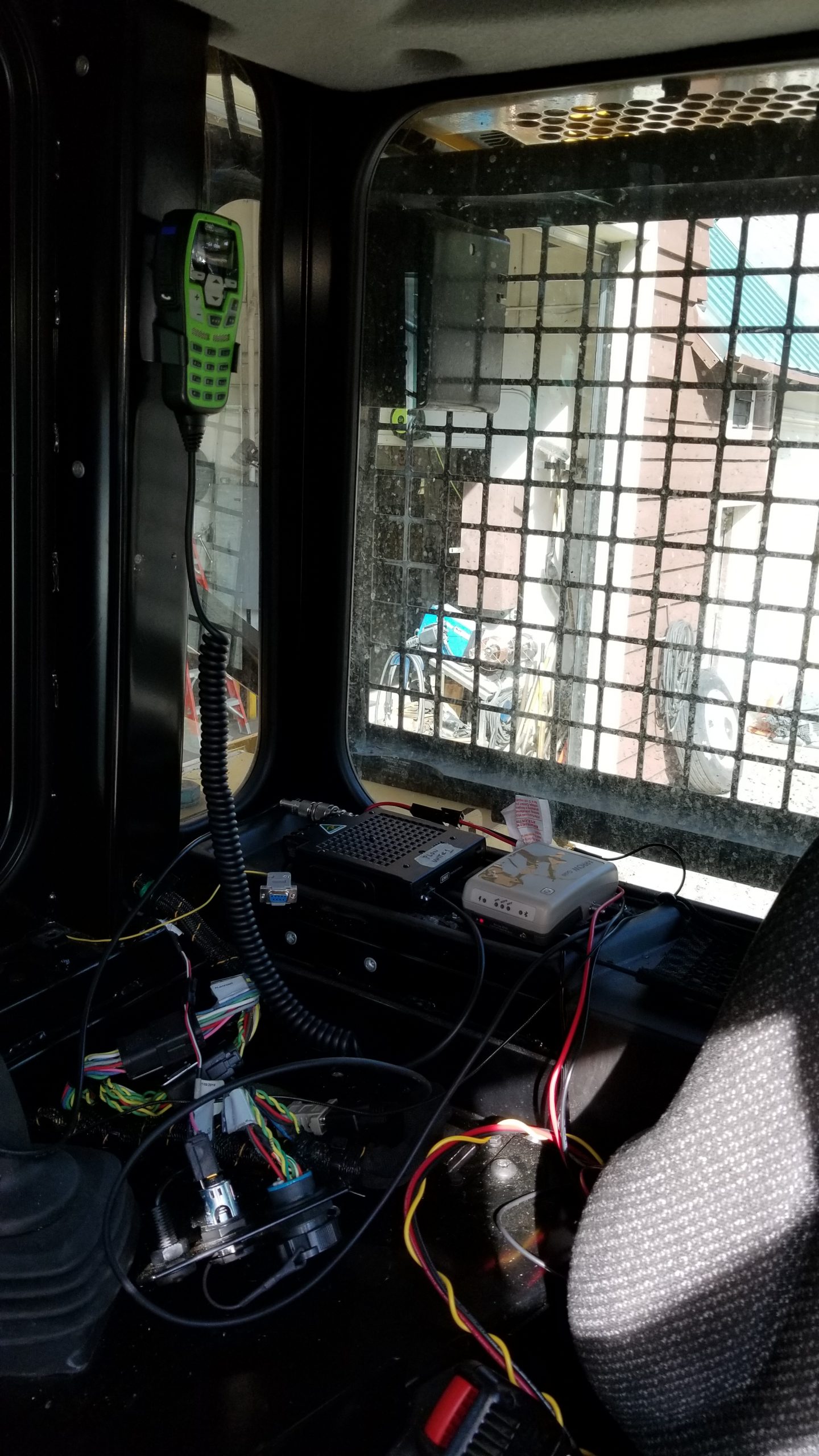 View of the Arrow Gold GNSS receiver inside the cab.