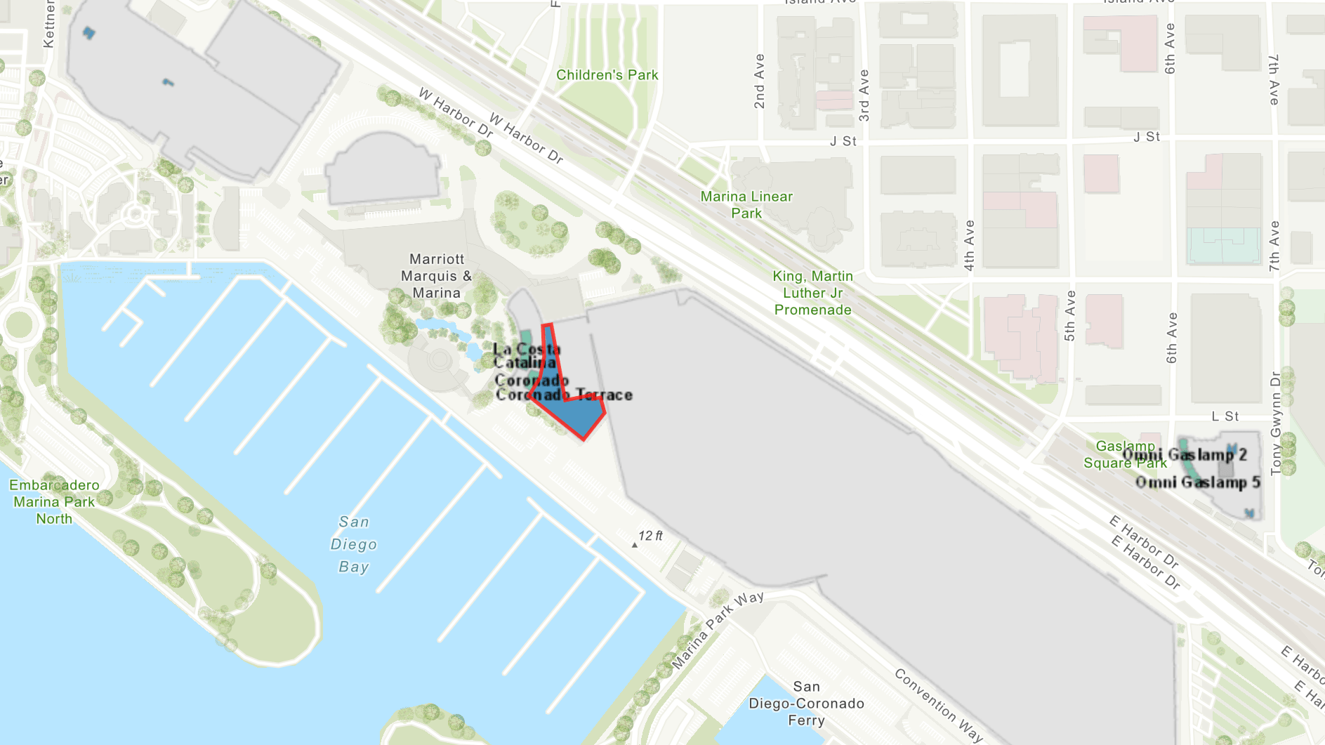 2019 Esri User Conference Socials We Recommend from Eos positioning Systems, a silver sponsor for the 2019 ESRI UC; shown here is a map of THE MARRIOTT CORONADO TERRACE IN SAN DIEOG