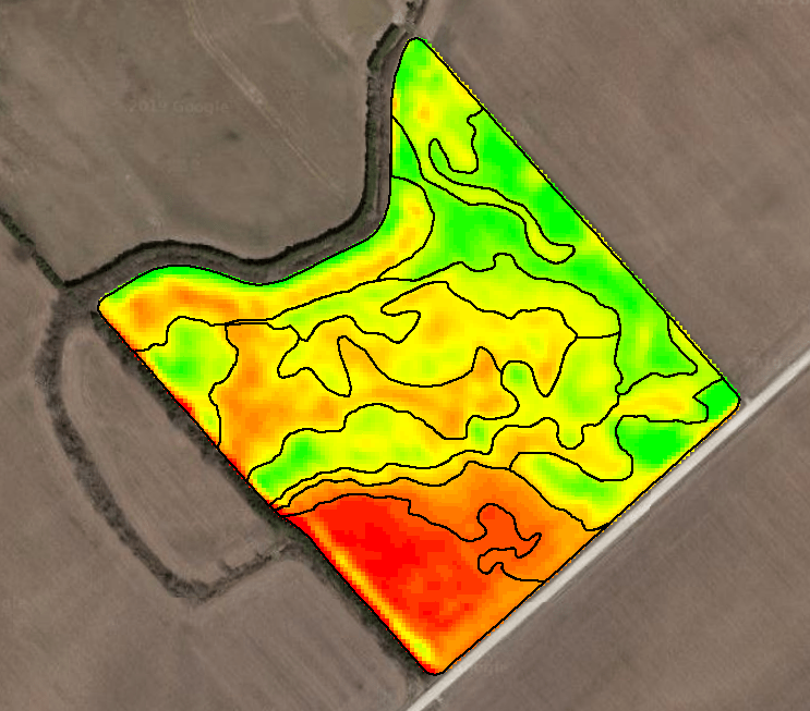 Experts at Veritas analyze the NDVI maps, identify the similar soils, and create regions in the fields called “zones.”