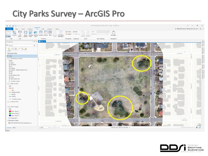 City parks survey ArcGIS Pro - DDSI laser mapping