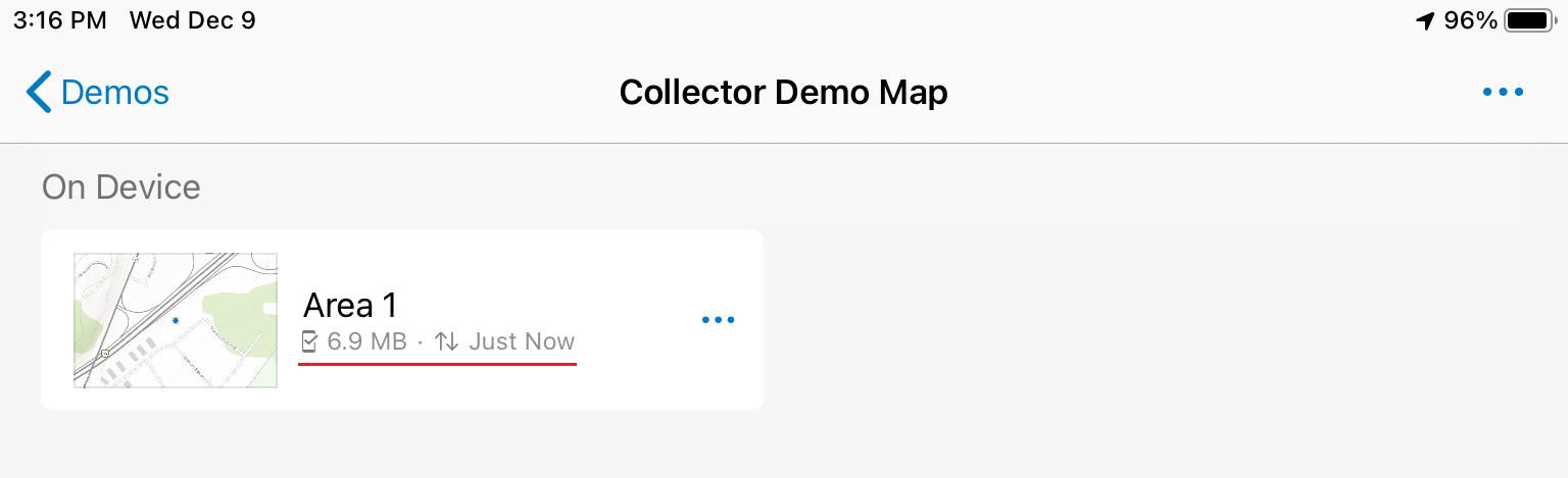 Collector offline screenshot 2.3 With the area downloaded to your device, you can now collect data with ArcGIS Collector offline