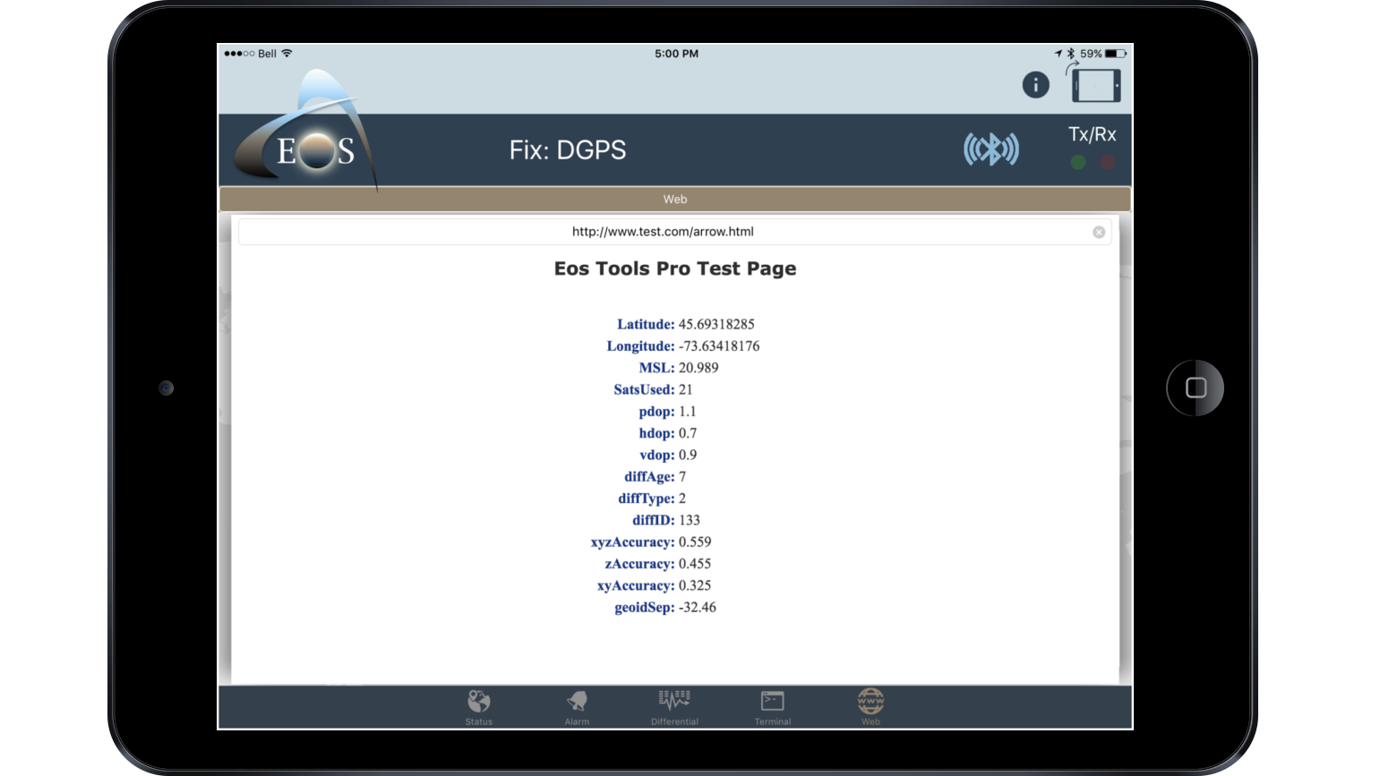 How to Run an HTML5 App in Eos Tools Pro to Access GNSS Metadata in Your Own App; shown here is the script running in Eos Tools Pro