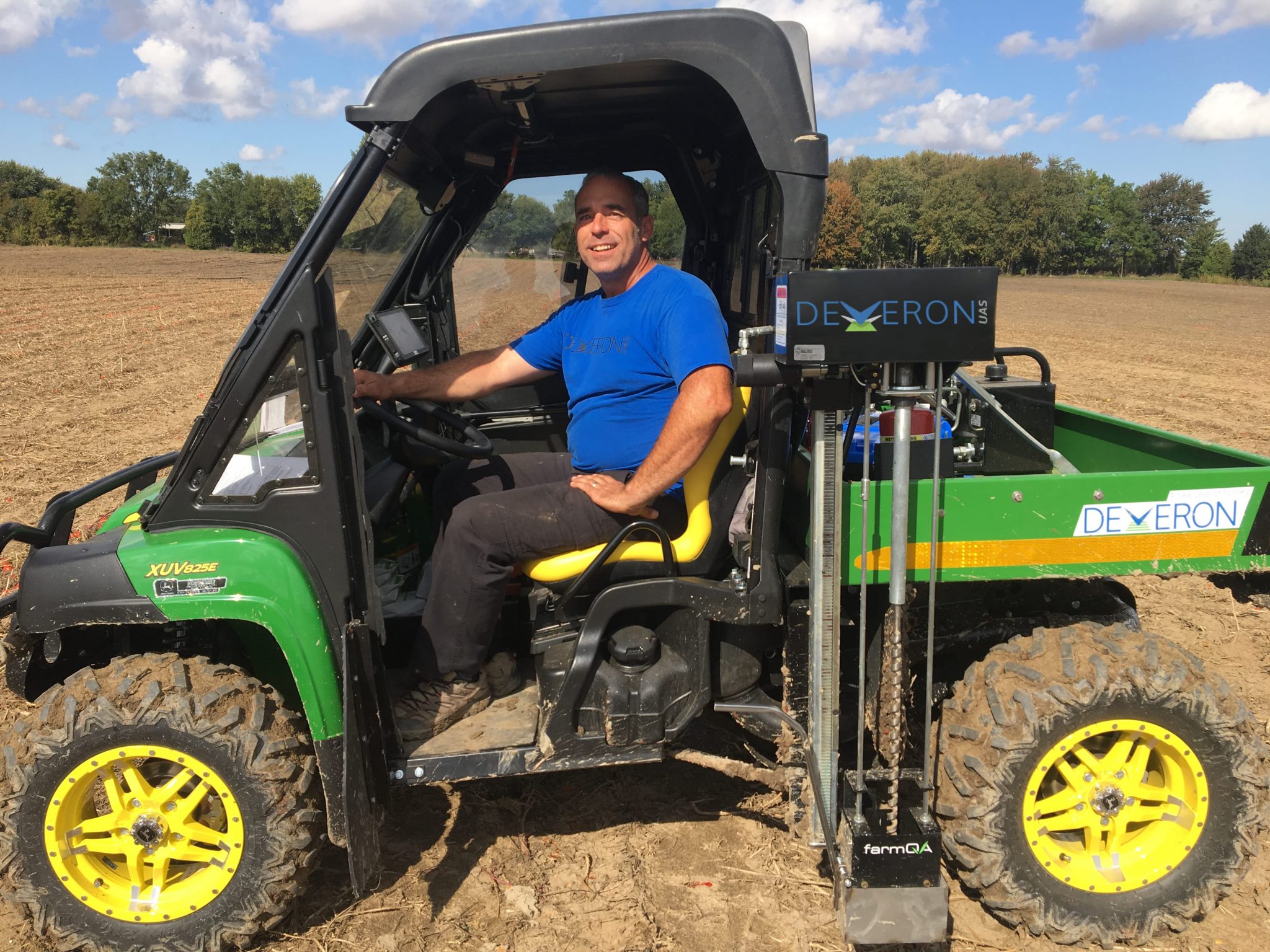 Steve Laevens prepares to go out in the field for soil sampling with the ATV setup.