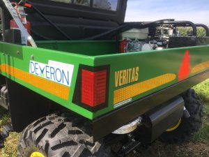 Both Veritas and its owner, Deveron UAS, are displayed on the back of the ATV.