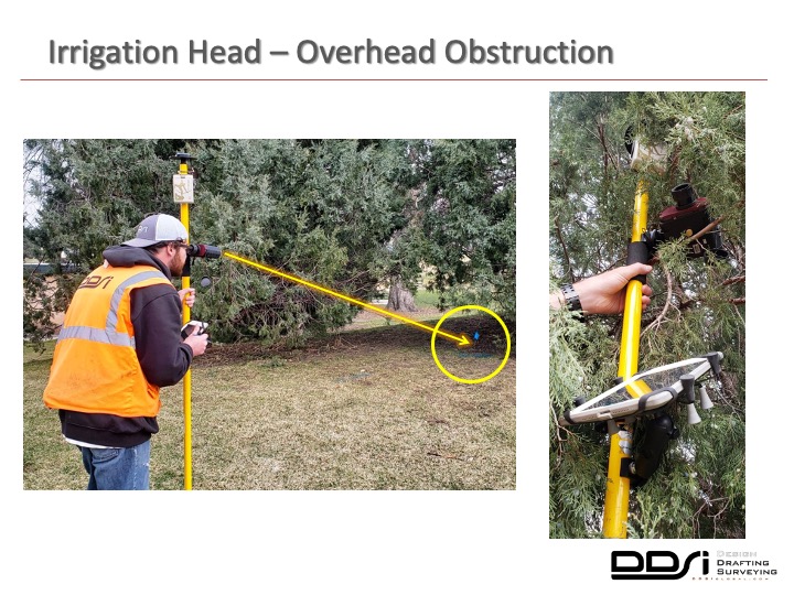 Irrigation head overhead obstruction - DDSI laser mapping