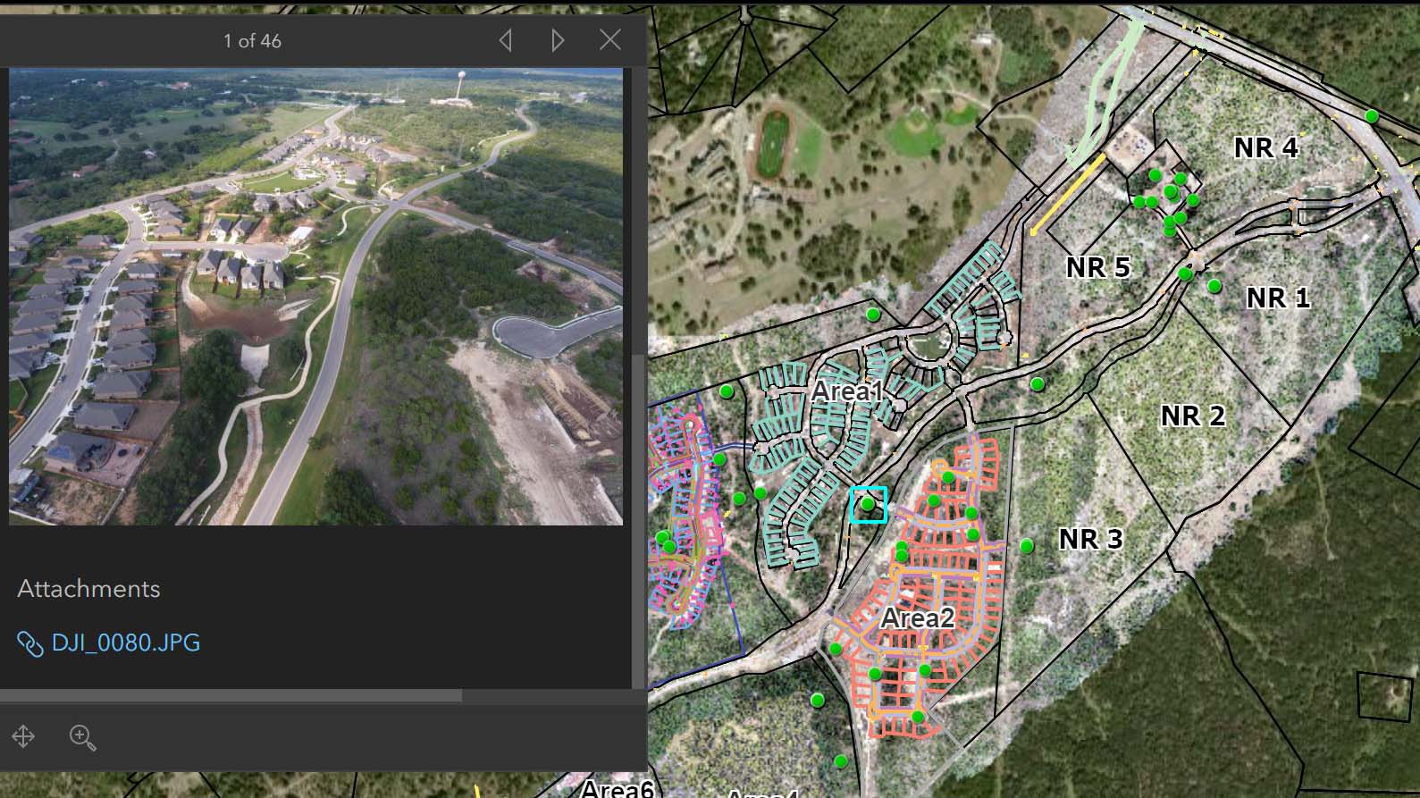 Shown here is a selected point with the UAV imagery captured by the drone at that position.