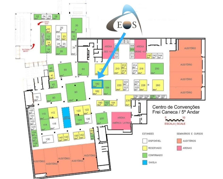 How to Find Eos at MundoGeo Connect 2019 in Brazil from June 25-27; shown here is the floorplan