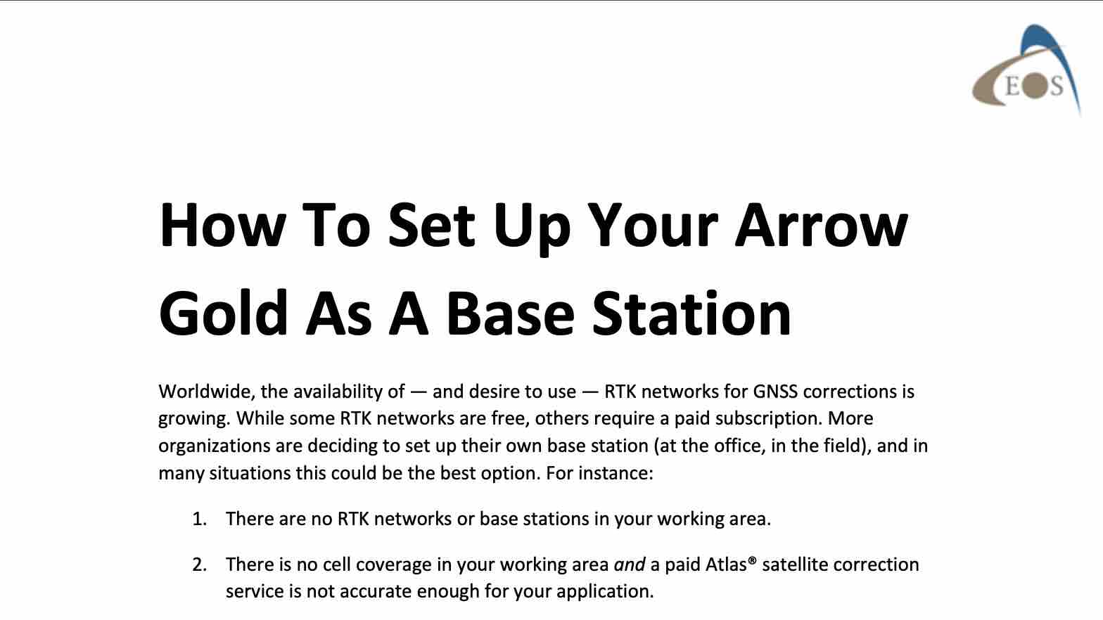 NEWSLETTER - PDF - HOW TO SET UP YOUR ARROW GOLD AS A BASE STATION