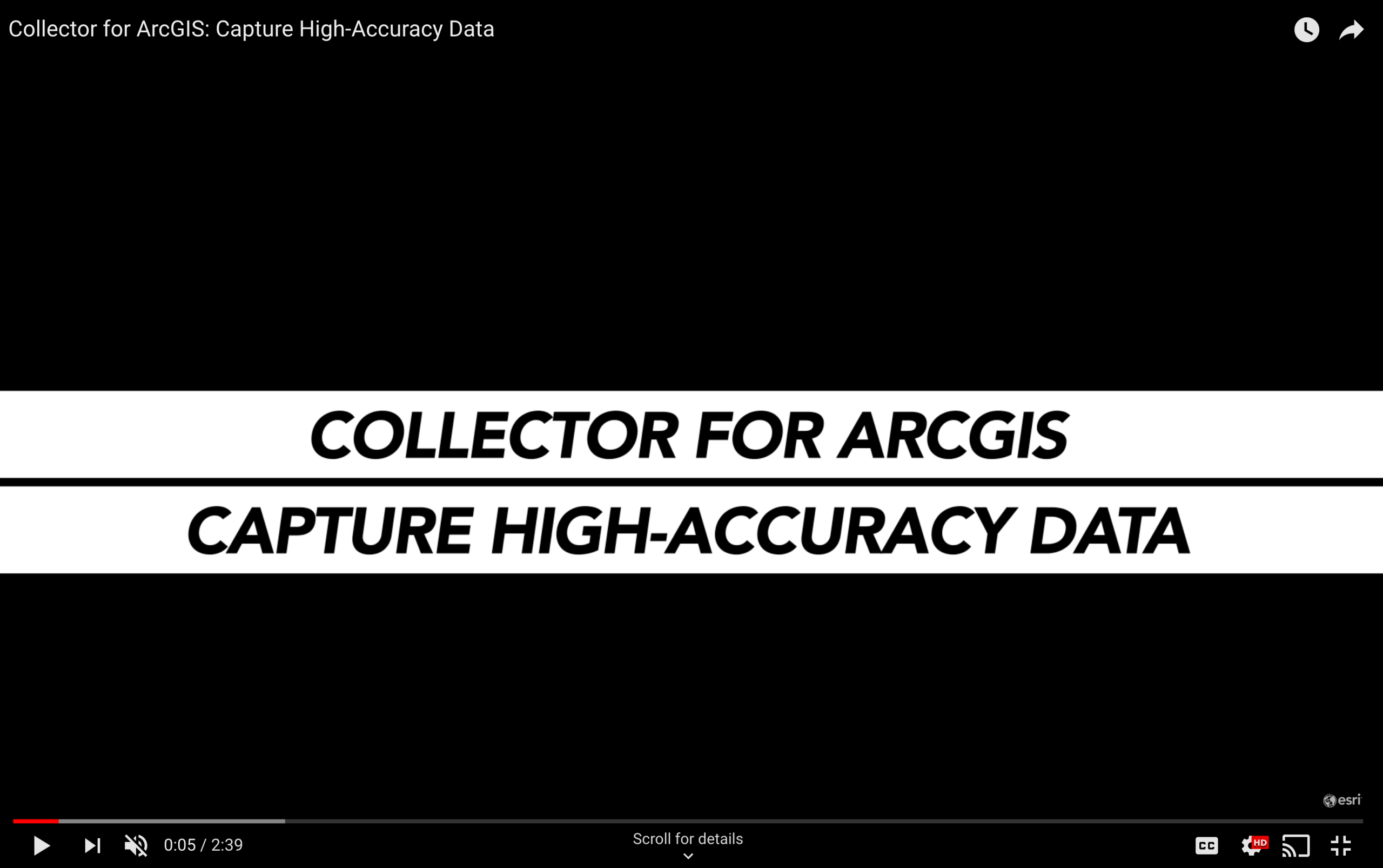 EATURE IMAGE – VIDEO – CAPTURE HIGH ACCURACY DATA IN ESRI COLLECTOR Esri Collector for ArcGIS Capture High Accuracy Data Video in Esri Collector; shown here is the starting clip of the Esri video