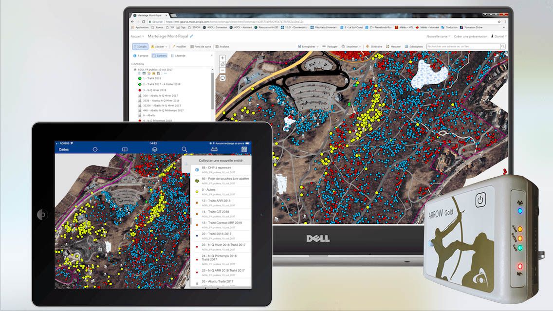 Esri ArcGIS Collector, ArcGIS Online, AGOL screenshots with high accuracy from Eos Positioning Systems Arrow 100 GNSS Receiver