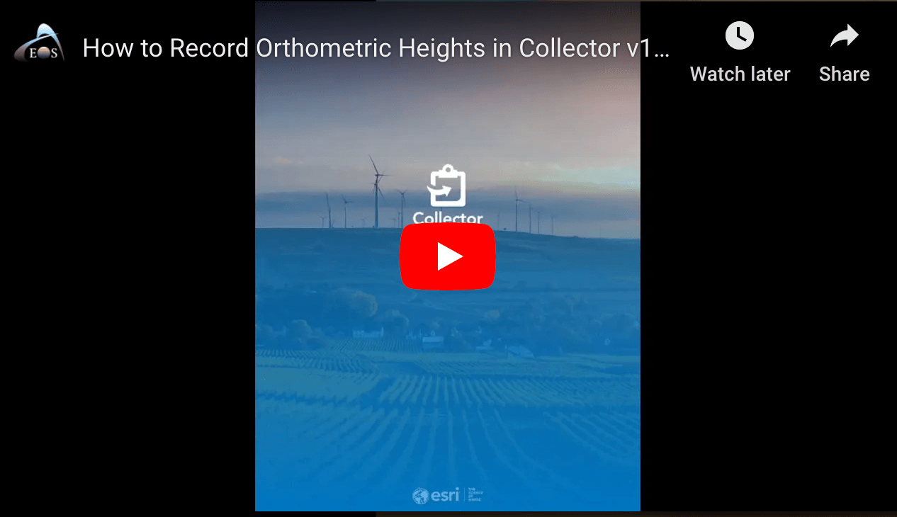 Orthometric heights in Collector Aurora Esri ArcGIS