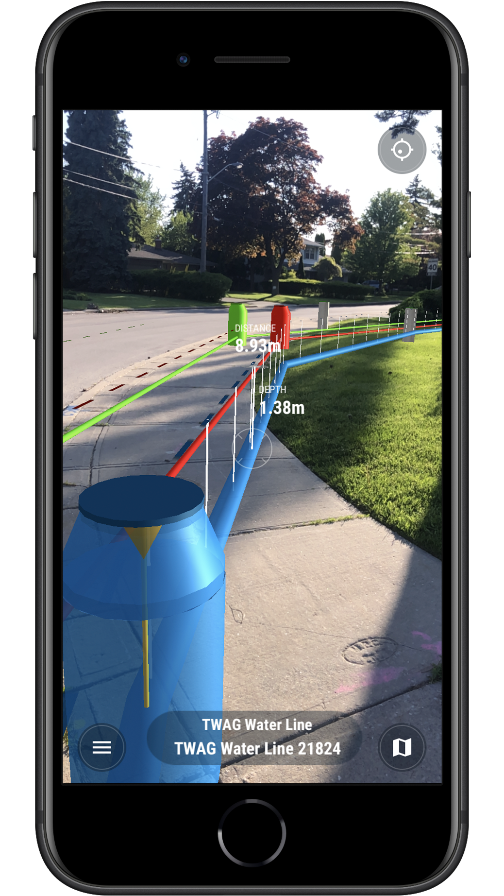 vGIS screenshot: augmented reality for utility infrastructure with Arrow GNSS