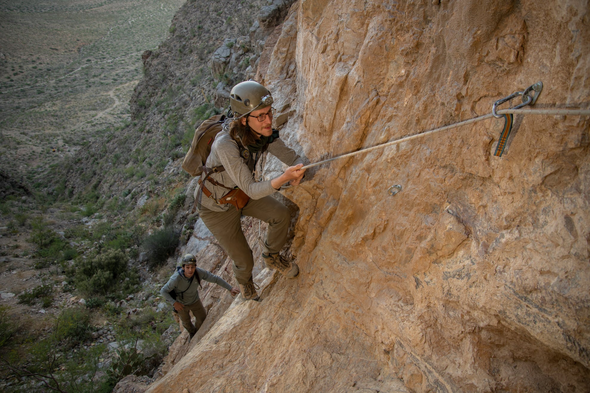 Bat Conservation International Uses Arrow GNSS - Scaling Outside of Cave (Photo Credit Bill Hatcher)