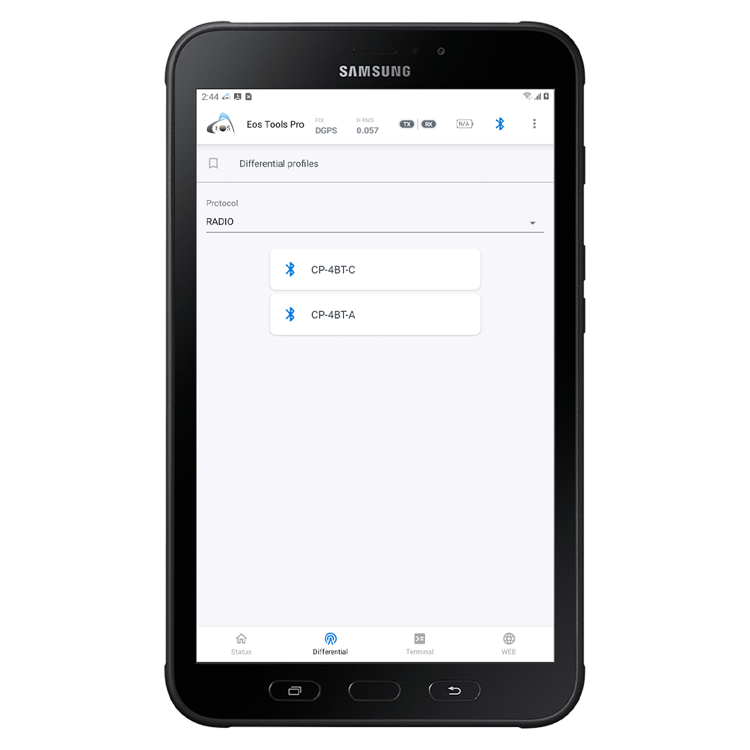 Tablet Radio Selection - RTK Status Screen - How to Configure Eos Tools Pro for RTK on Android
