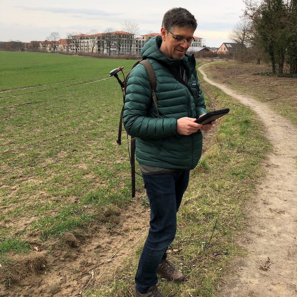 Michael Gabel uses Arrow 100 GNSS receiver, ArcGIS Collector, mobile mapping Germany EGNOS