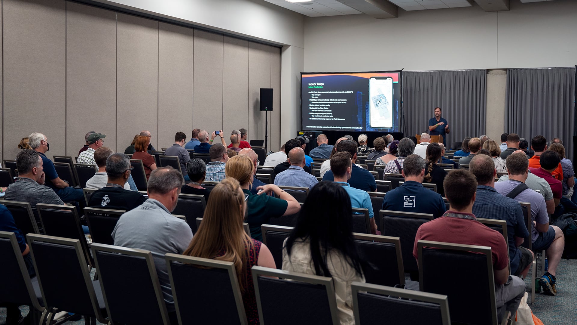 Esri Product Engineering Lead Jeff Shaner speaks at the Eos Esri UC sponsored lunch