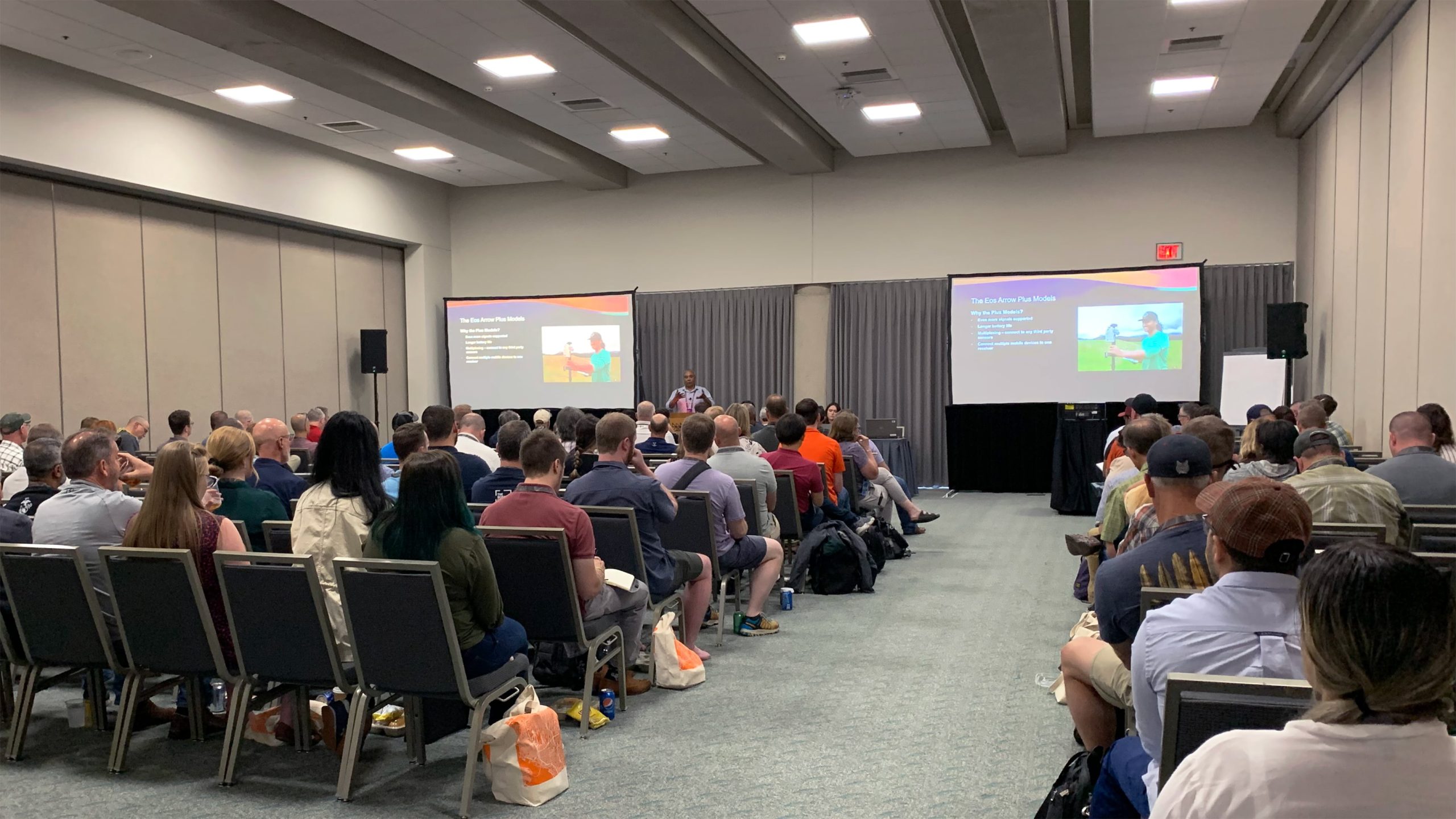 Eos CTO Jean-Yves Lauture welcomes the crowd at the Eos Esri UC sponsored lunch