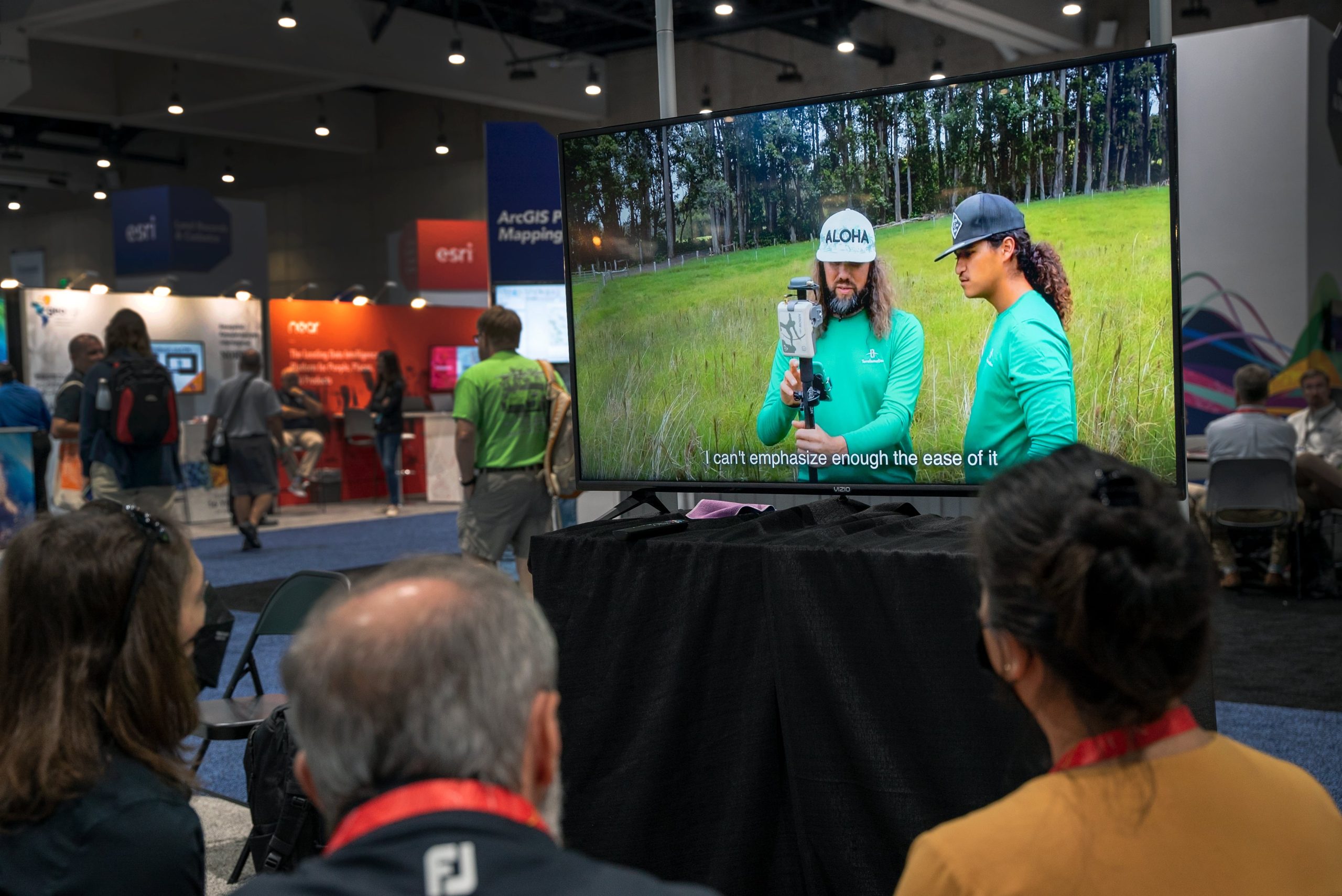 Esri employees watch the new Eos video case study with Terraformation