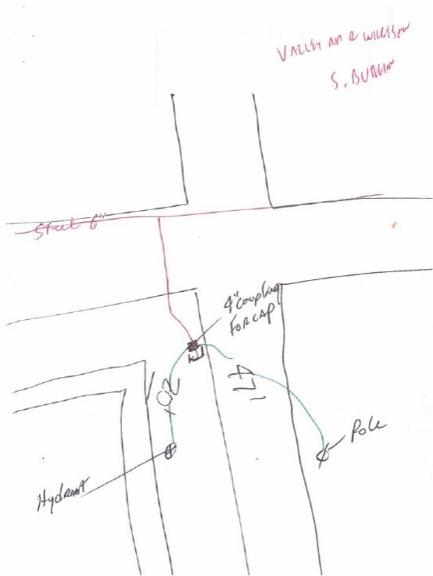 An example of a hand drawing from Vermont Gas Systems’ legacy record-keeping system. The visual is missing several pieces of vital information, including materials, work-order numbers, and other necessities to comply with regulations.