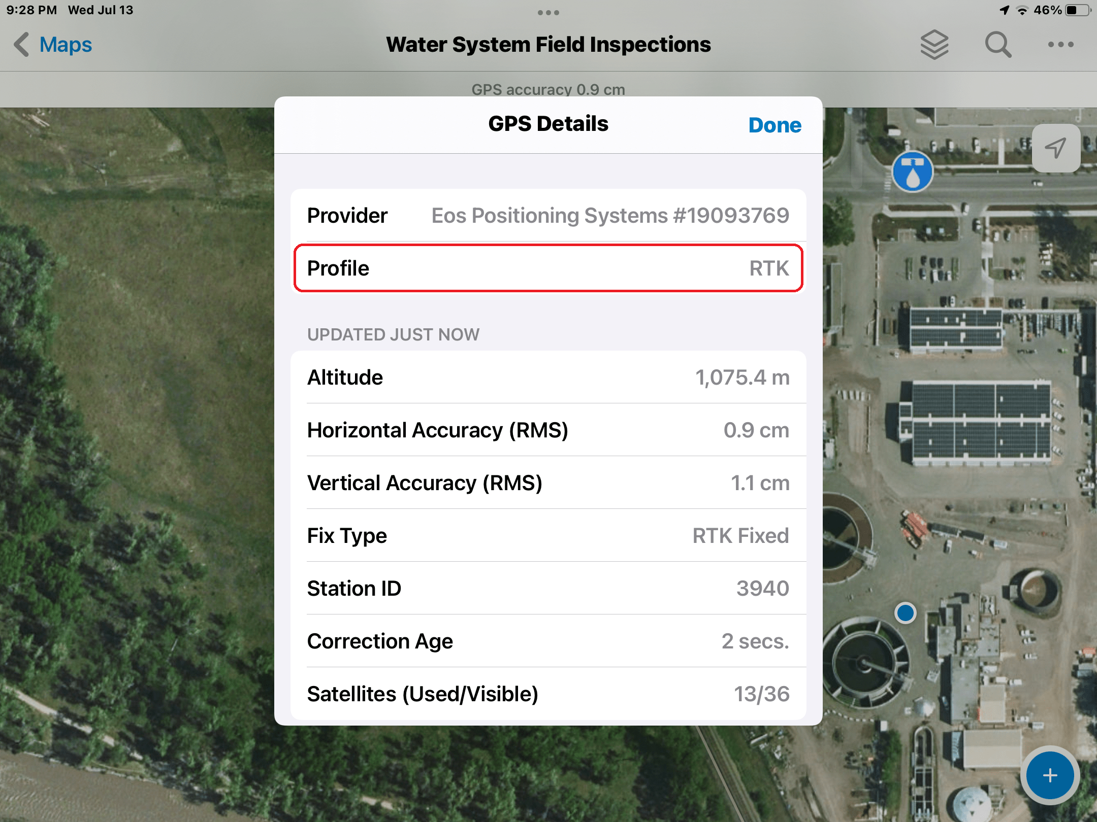 Field Maps RTK GPS Details Profile