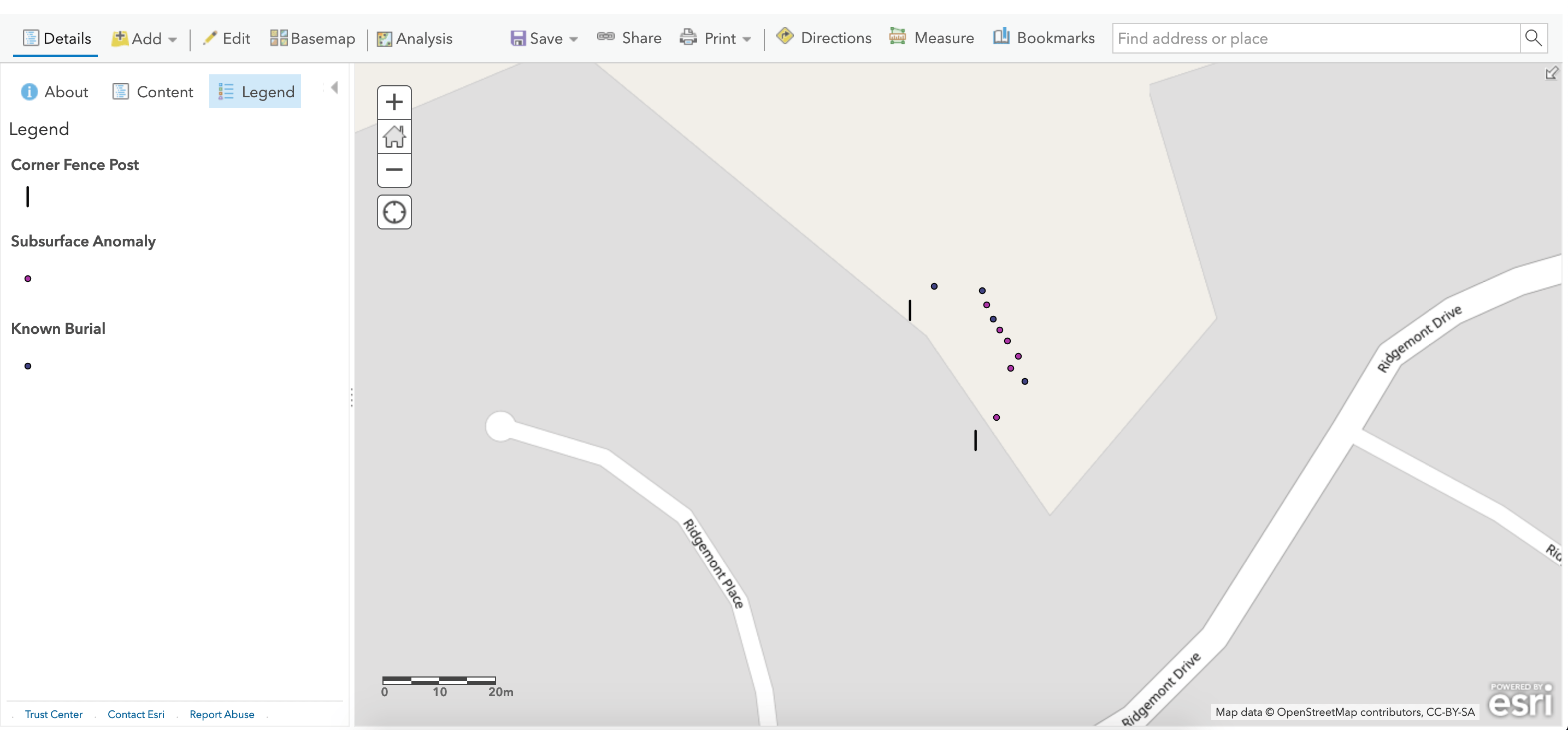 Indigenous Residential Schools - ArcGIS Pro screenshot of potential gravesites