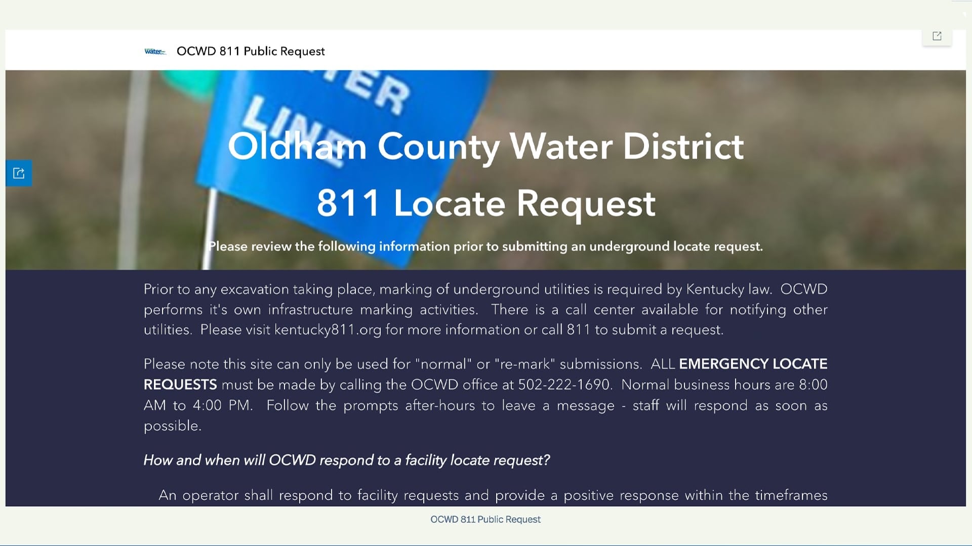 NRWA Eos Webinar: Oldham County Water District 811 Locate Request