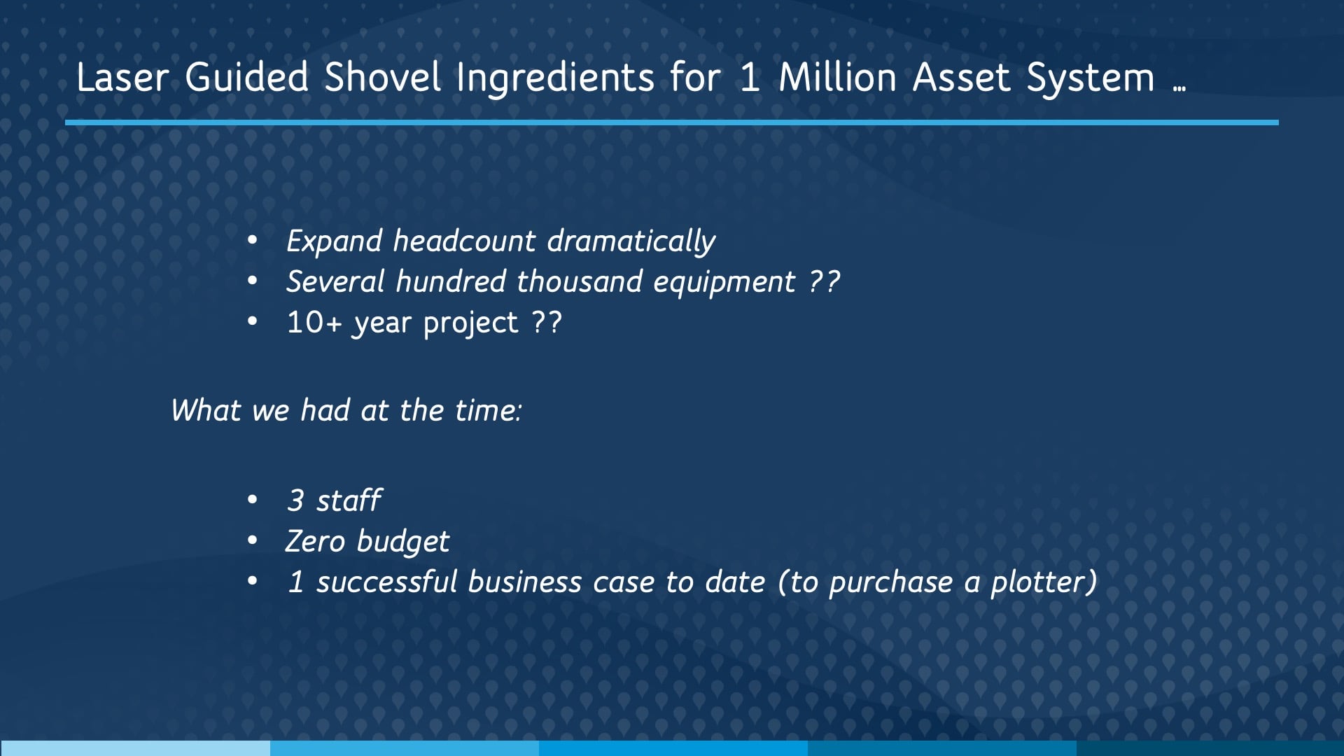 American Water Esri UC Presentation: Laser Guided Shovel Requirements for a 1 Million Asset System
