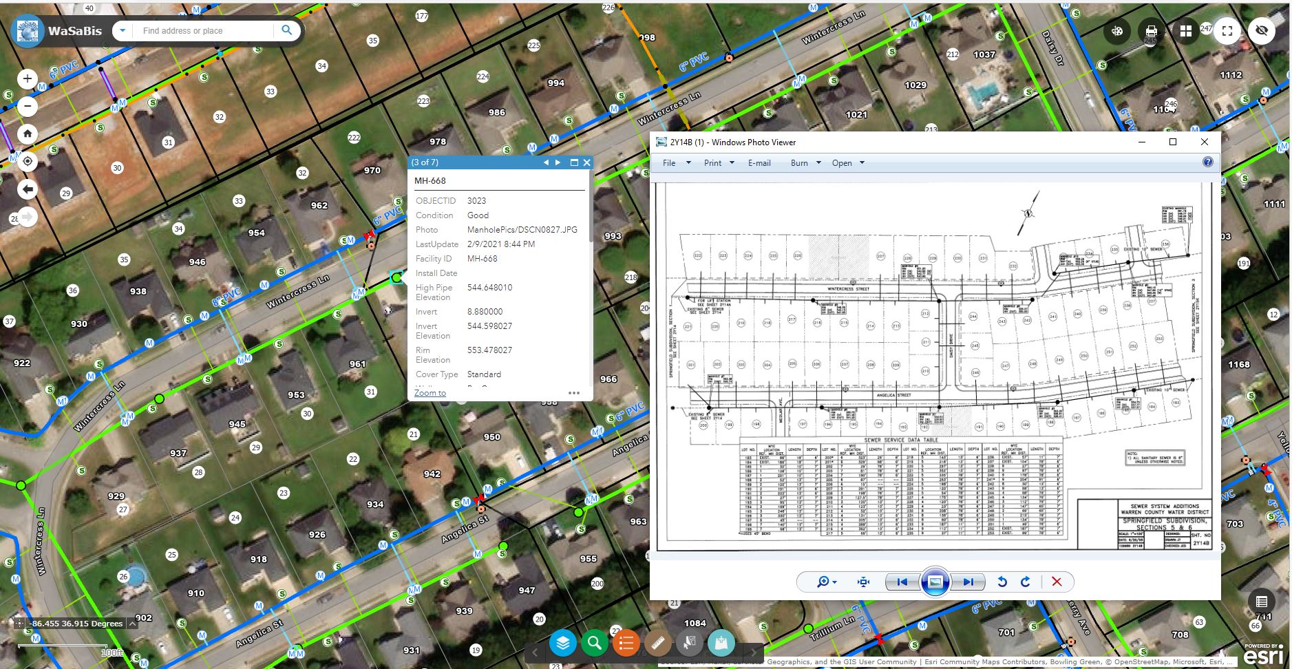 Warren County Water ArcGIS Screenshot