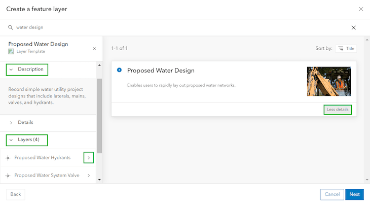 ArcGIS Online Proposed Water Design Template Details