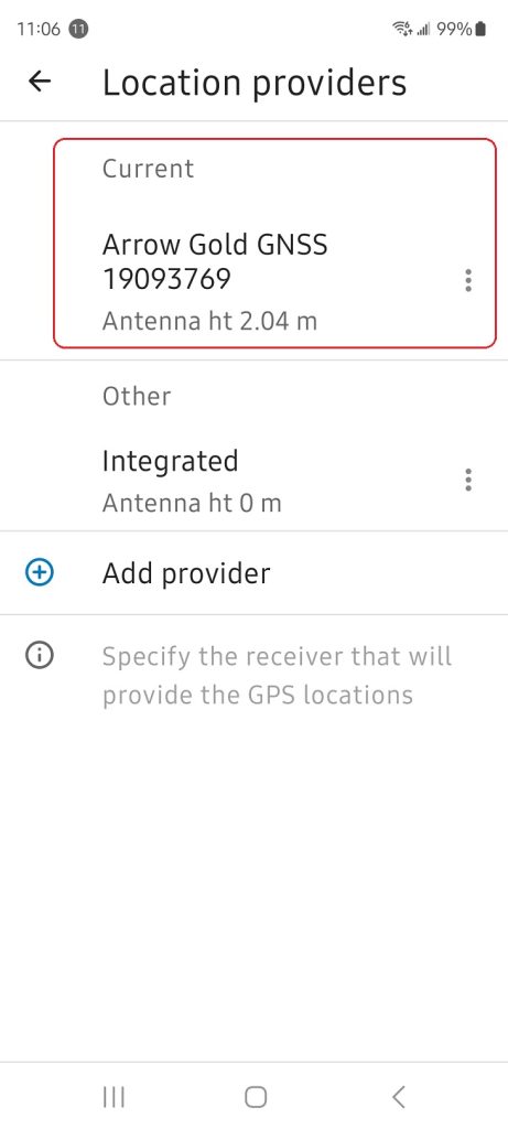ArcGIS Field Maps Location providers Current Arrow GNSS