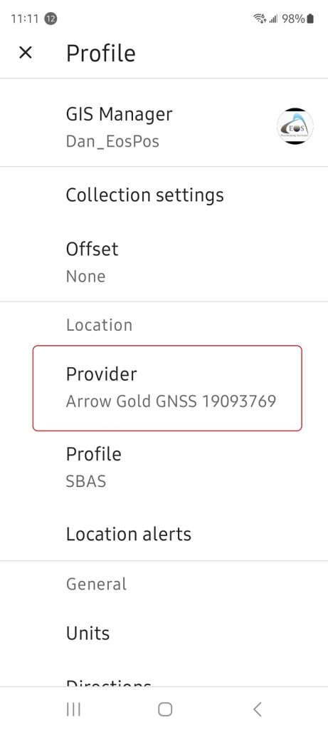 ArcGIS Field Maps Location provider Arrow GNSS