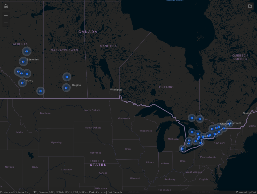 Eos RTK coverage stations for Canada