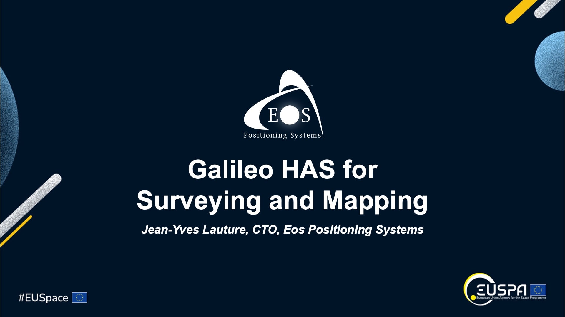 Galileo High Accuracy Service Days Eos Positioning Systems Presentation on using Eos Arrow Gold+ GNSS Receiver with Galileo HAS for Surveying and Mapping