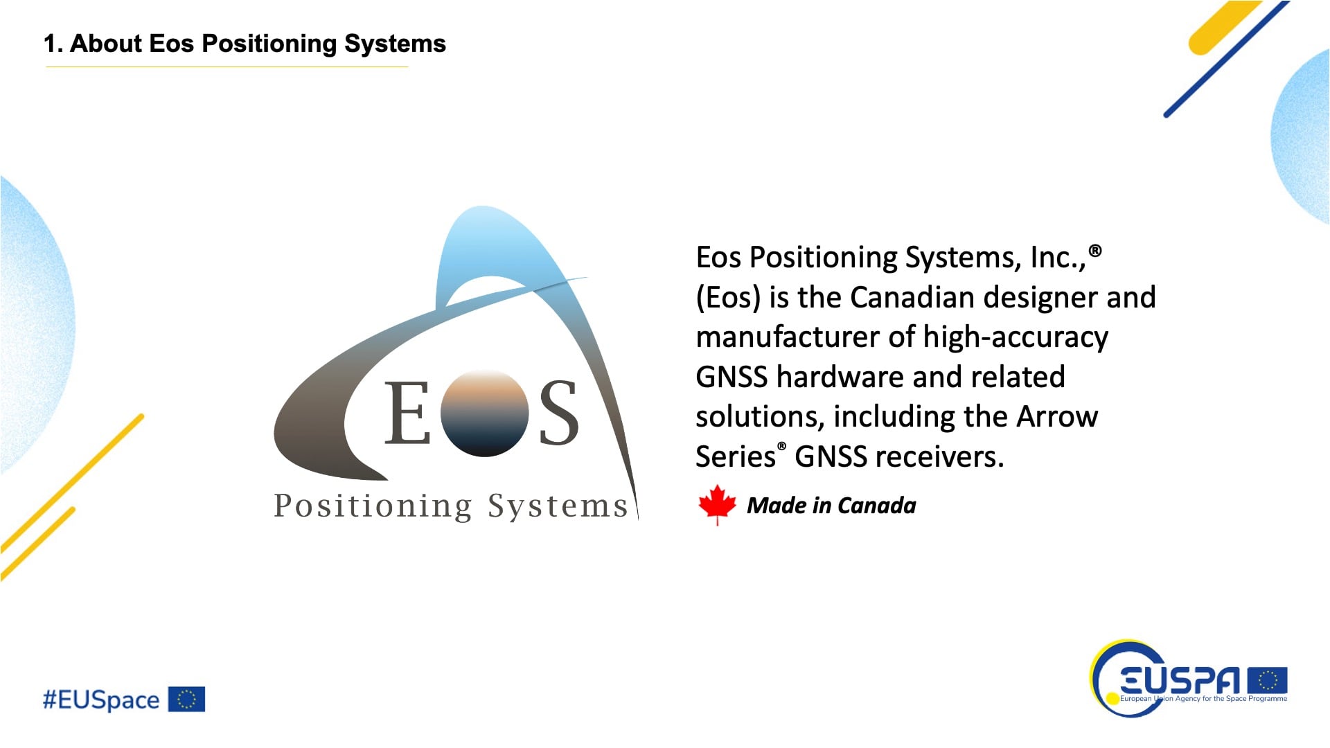About Eos Positioning Systems at the 2023 Galileo HAS Days with EUSPA