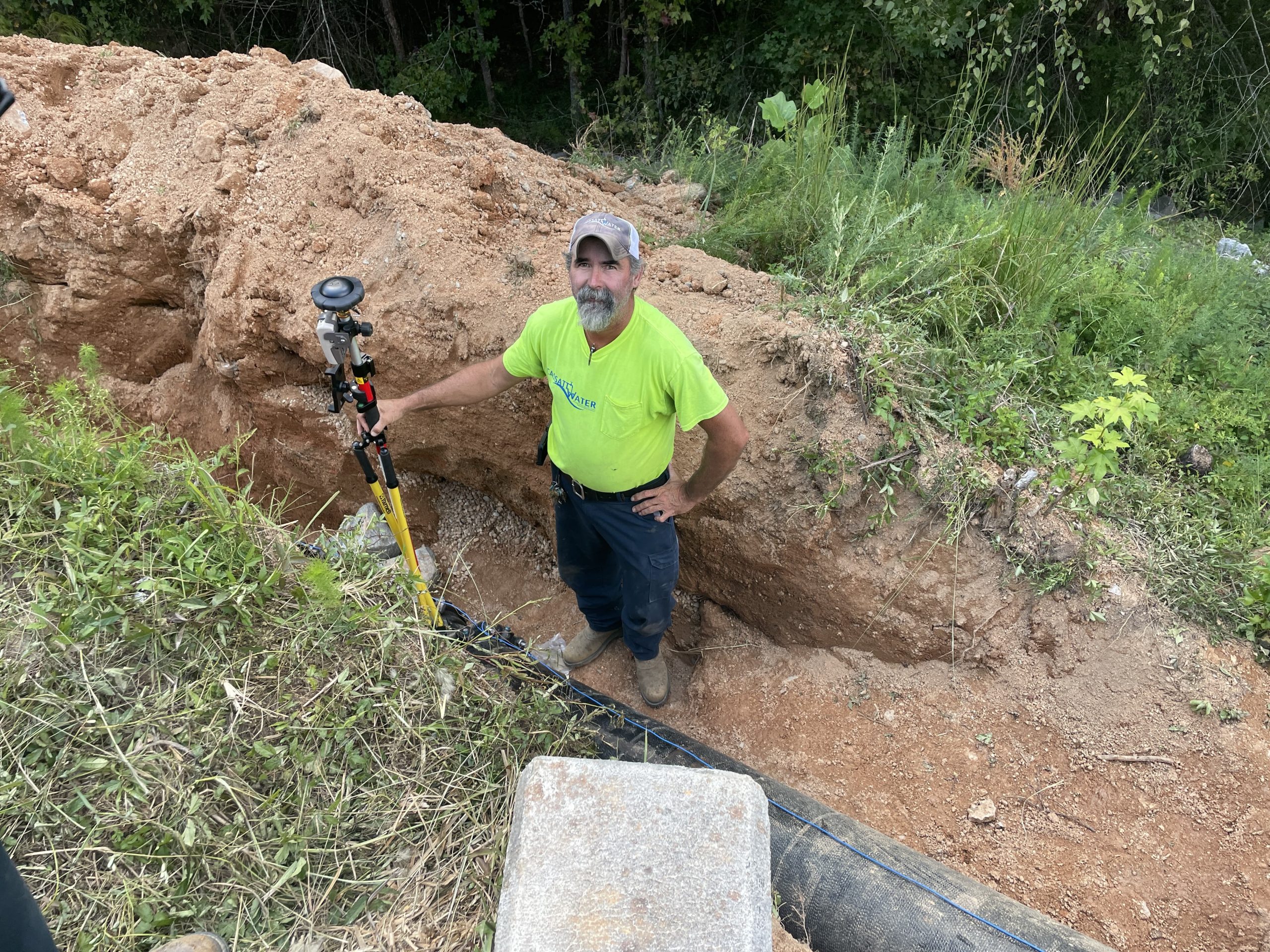 Cassatt Water Associate Project Manager Joey Boykin maps new water main with Arrow Gold+ GNSS on iOS with ArcGIS Field Maps