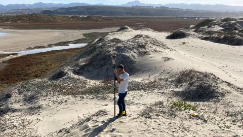 Collecting data with the Arrow Gold GNSS receiver, ArcGIS Field Maps, and iPhone for tracking coastline along the California coast, sand dune mapping, and beach ecology study