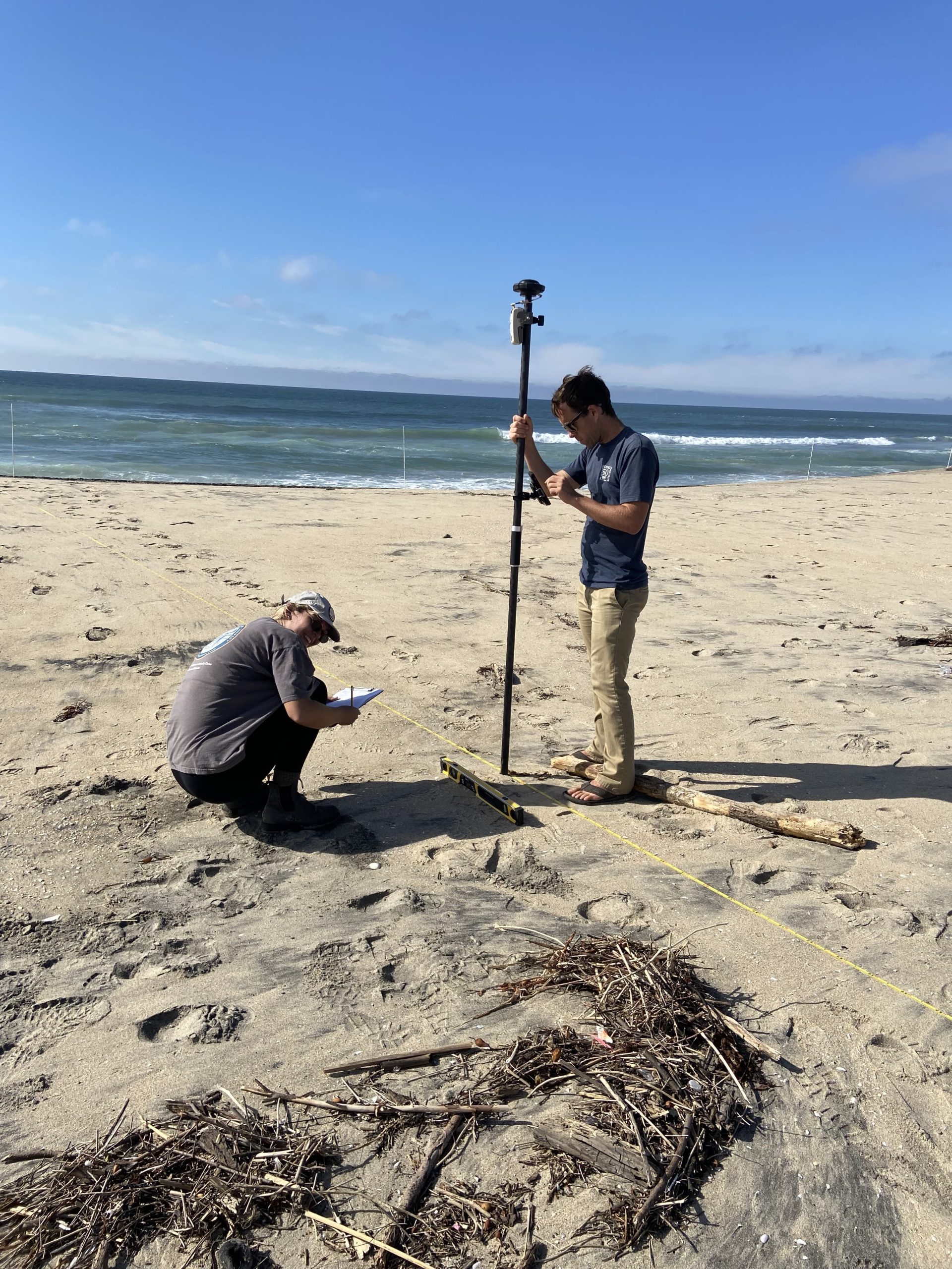 California beach and dune study, collecting data during transect survey with ArcGIS Field Maps, Eos Arrow Gold GNSS receiver