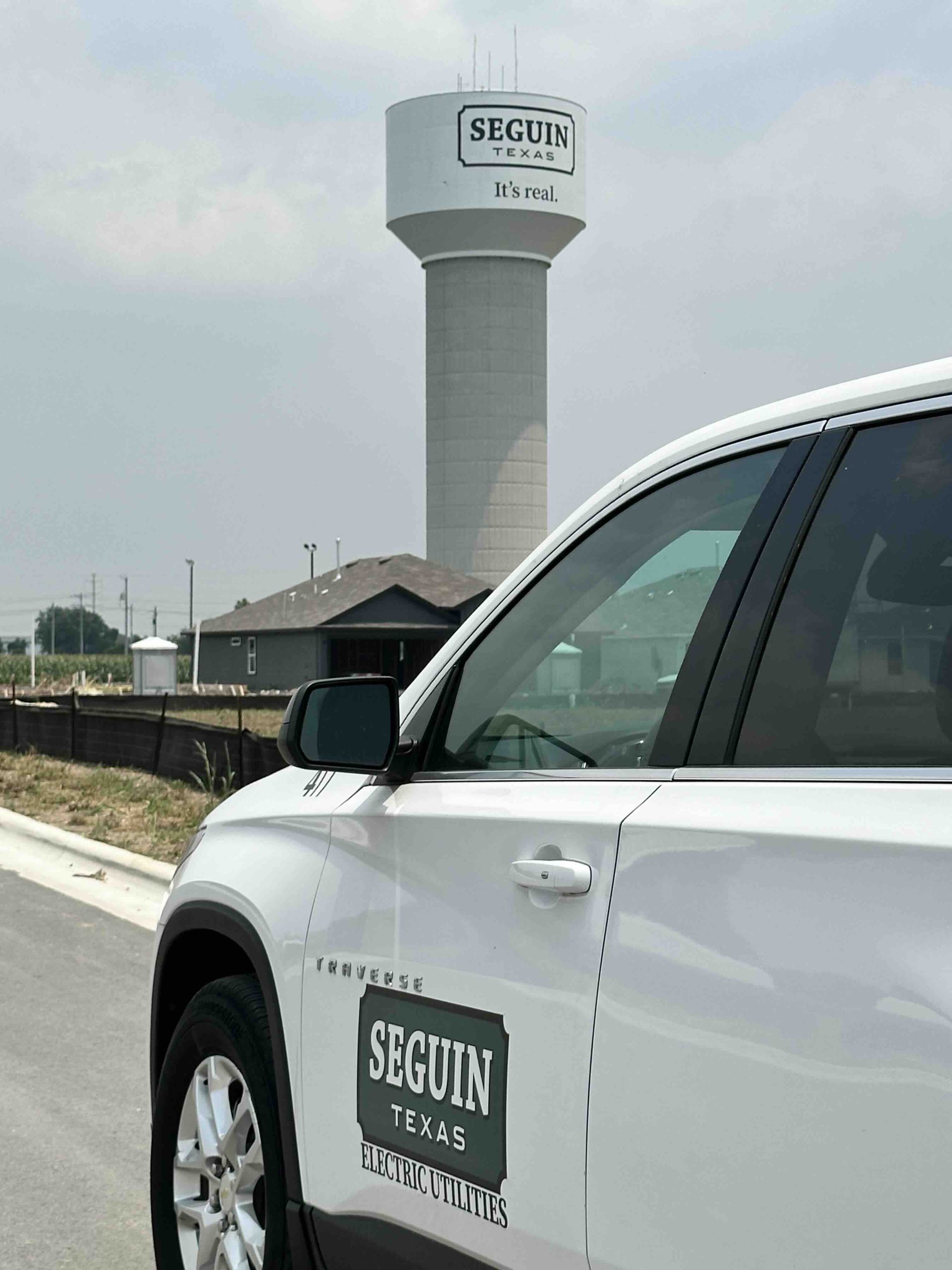 City of Seguin utility services department vehicle and water tower