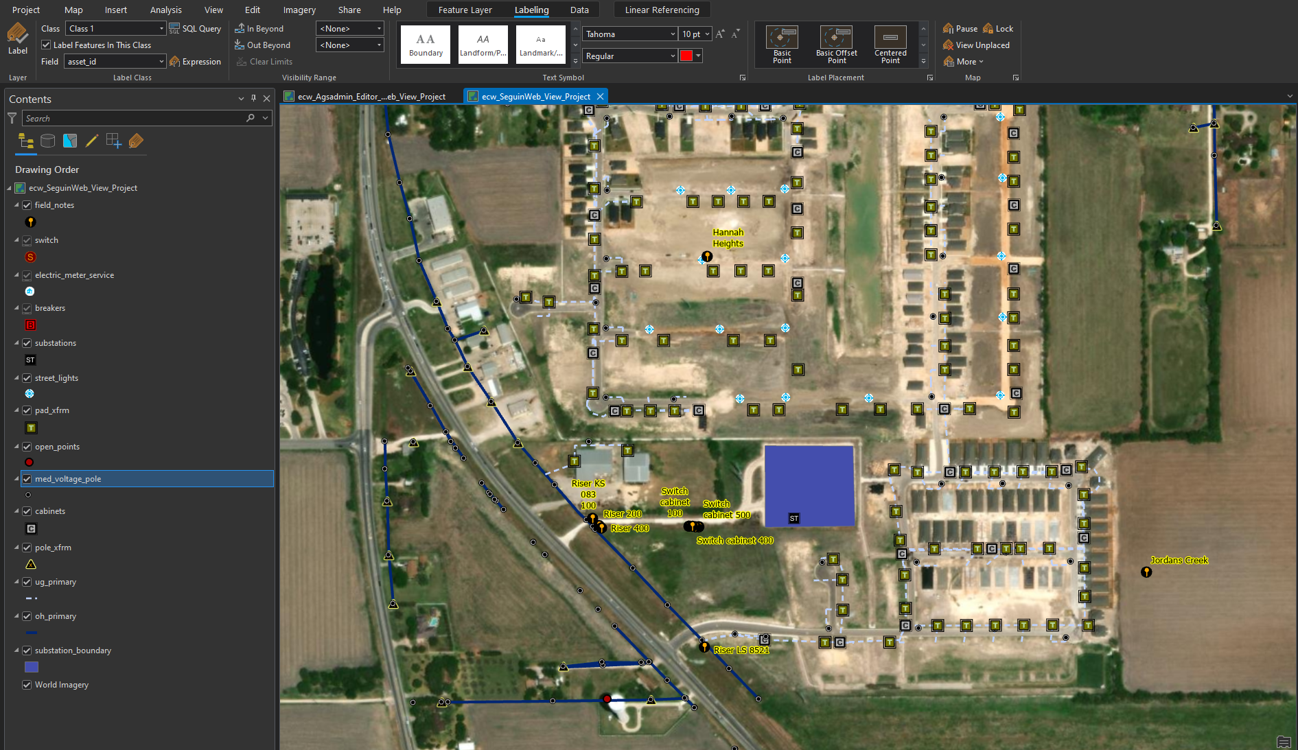 ArcGIS Pro screenshot from City of Seguin, Texas; new substation