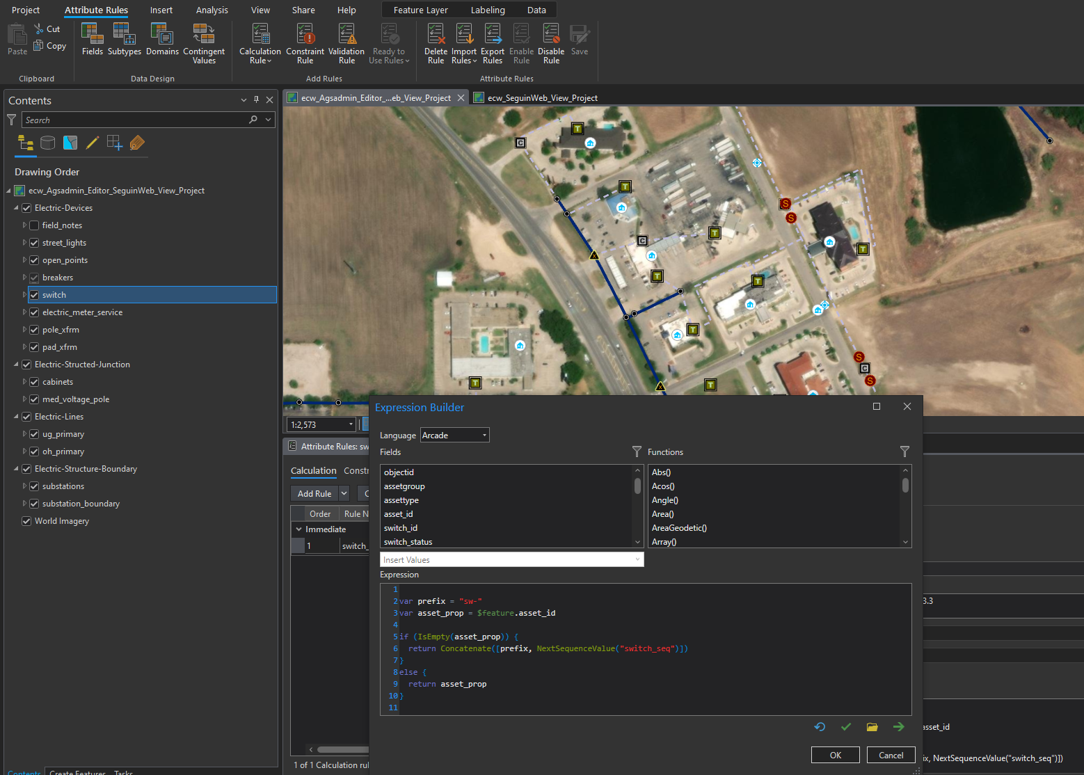 Asset IDs in ArcGIS Pro, City of Seguin, Texas, electric utilities