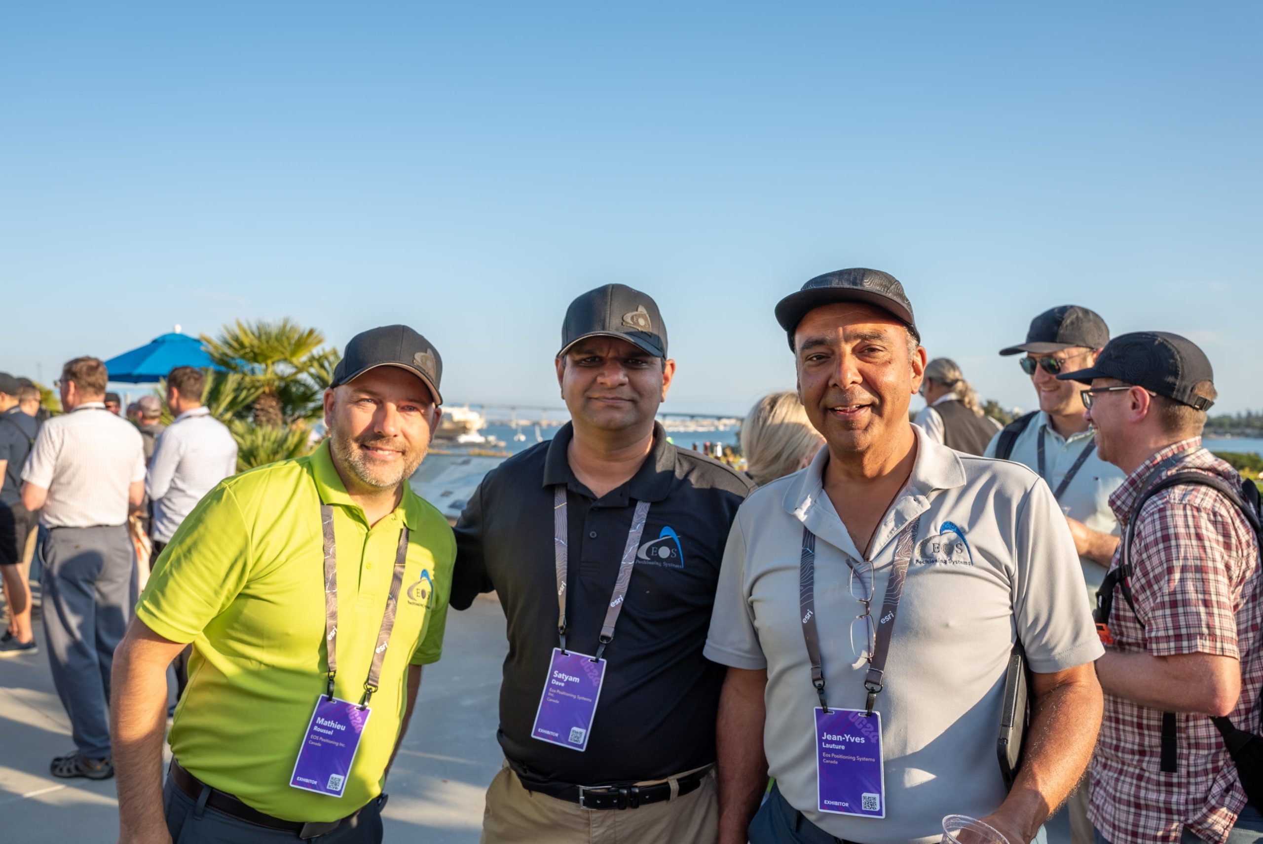 Mathieu Roussel, Satyam Dave, Jean-Yves Lauture, Eos Positioning Systems, San Diego Convention Center, Esri Canada Night, 2024 Esri User Conference UC