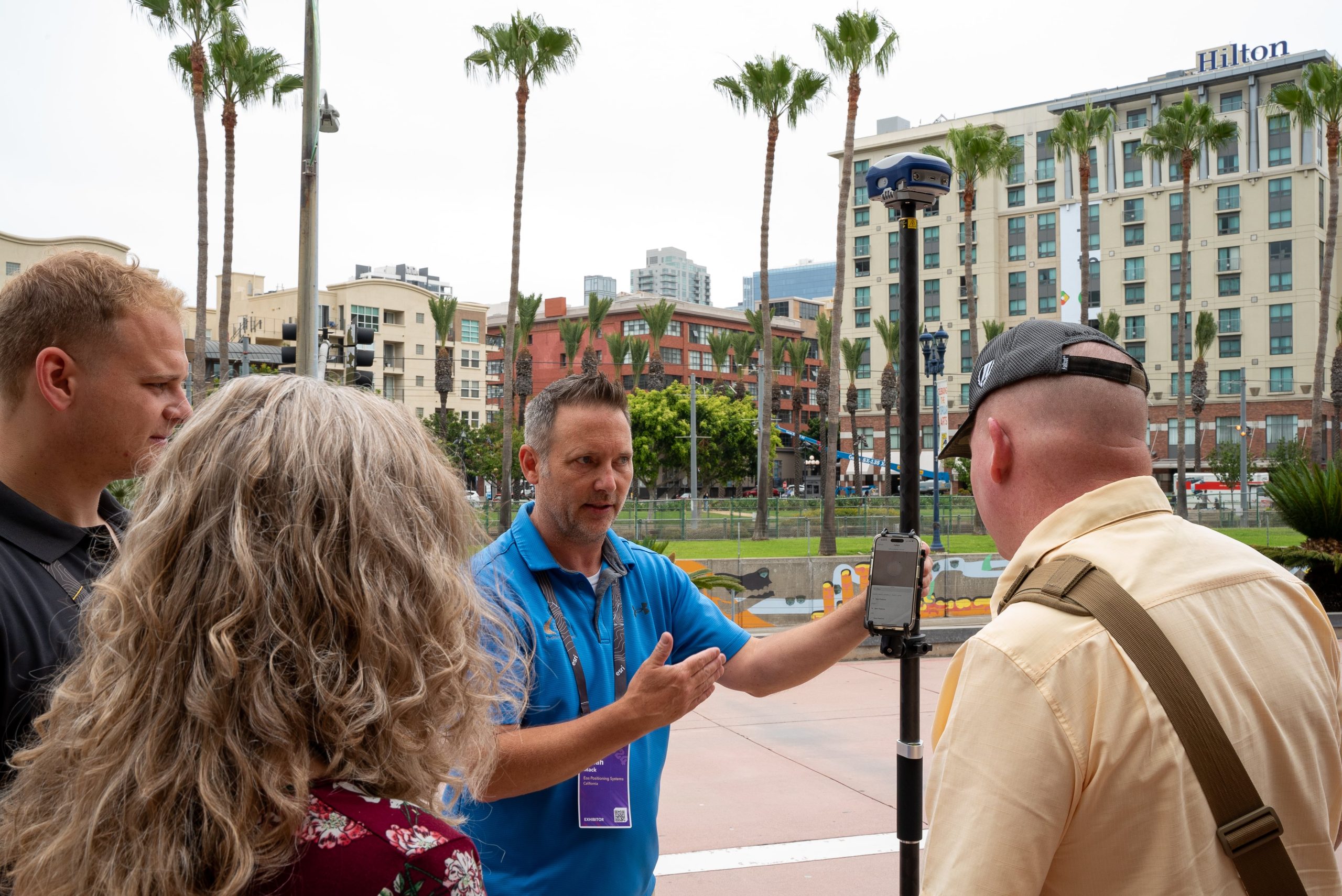 Isaiah Mack, GNSS demonstration, RTK range pole, Skadi Series, Skadi Gold, 2024 Esri User Conference UC, San Diego