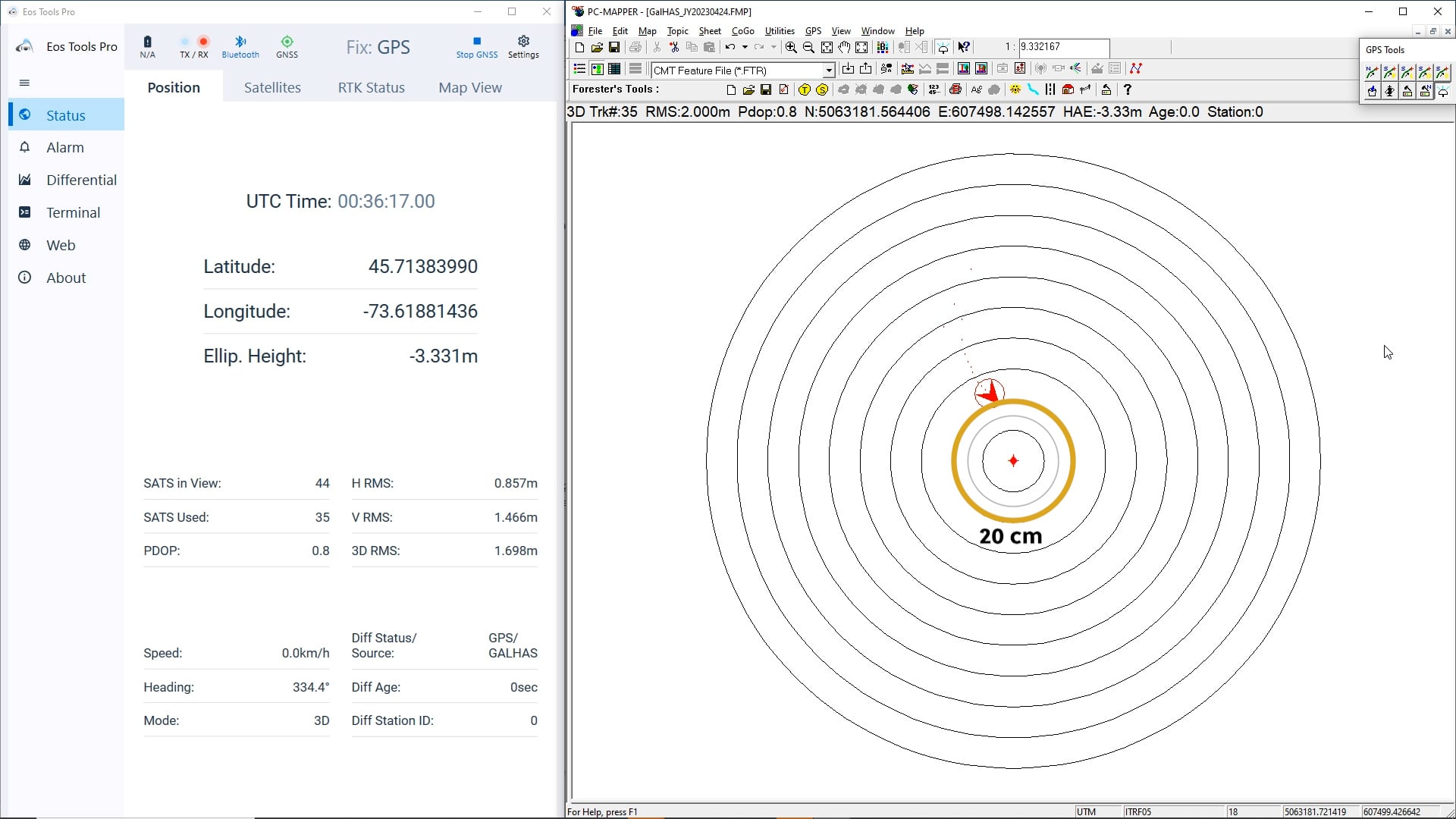 20 cm radius - Testing Galileo HAS in Phase 1