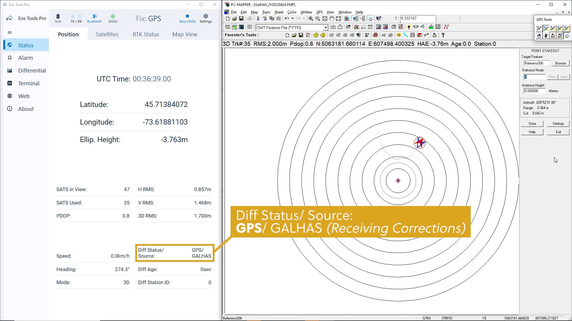 Diff Status Source GPS GALHAS - Testing Galileo HAS in Phase 1