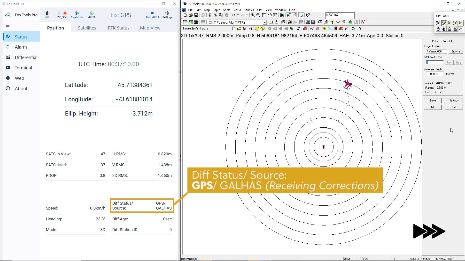 Diff Status Source GPS GALHAS - Testing Galileo HAS in Phase 1