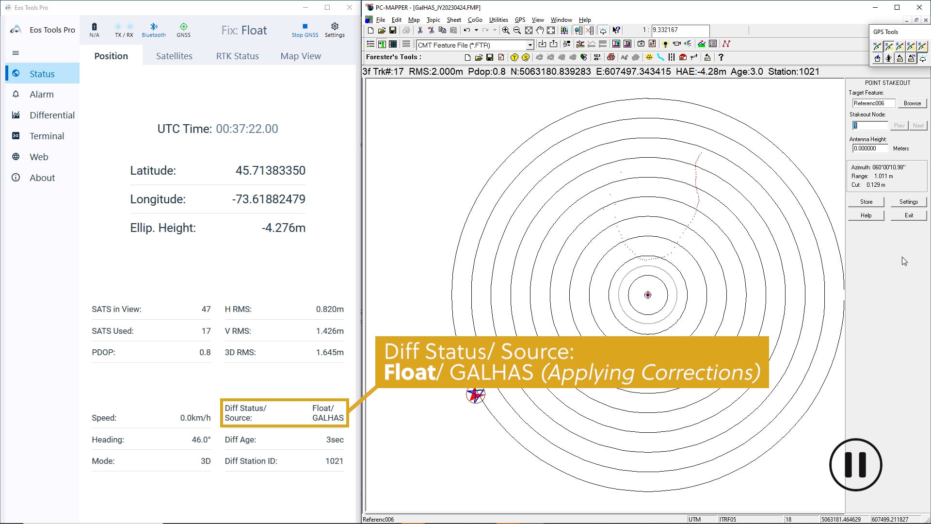 Diff Status Source Float GALHAS - Testing Galileo HAS in Phase 1